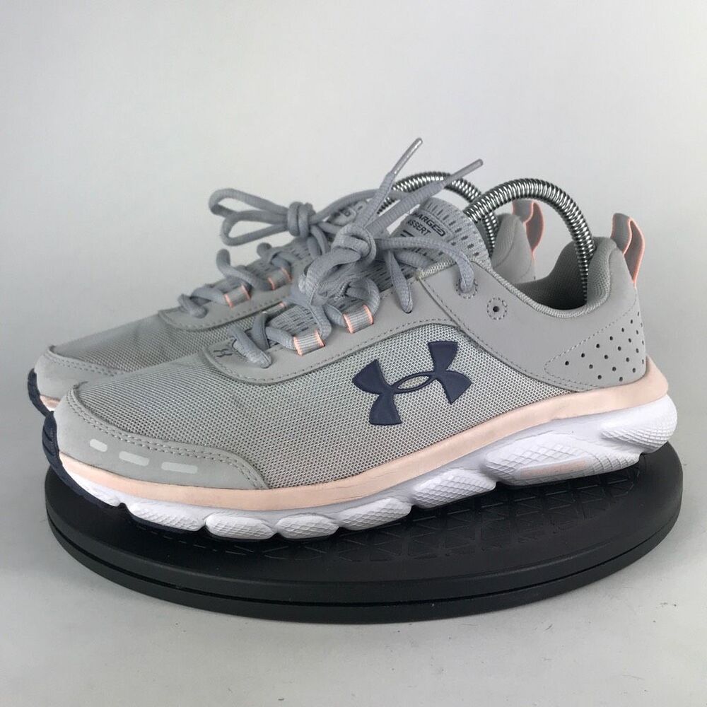 Under Armour Charged Assert 8 Gray/Pink Running Shoes 3021972-105 Women Size 9.5 - Picture 1 of 12